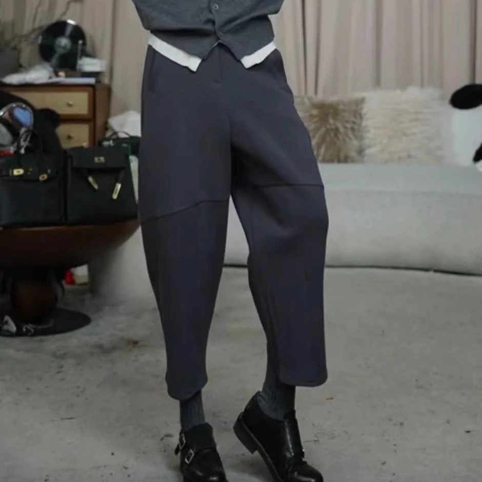 infobyfive福利春季新款舒适奶奶裤异型剪裁萝卜裤八分裤2DI0806