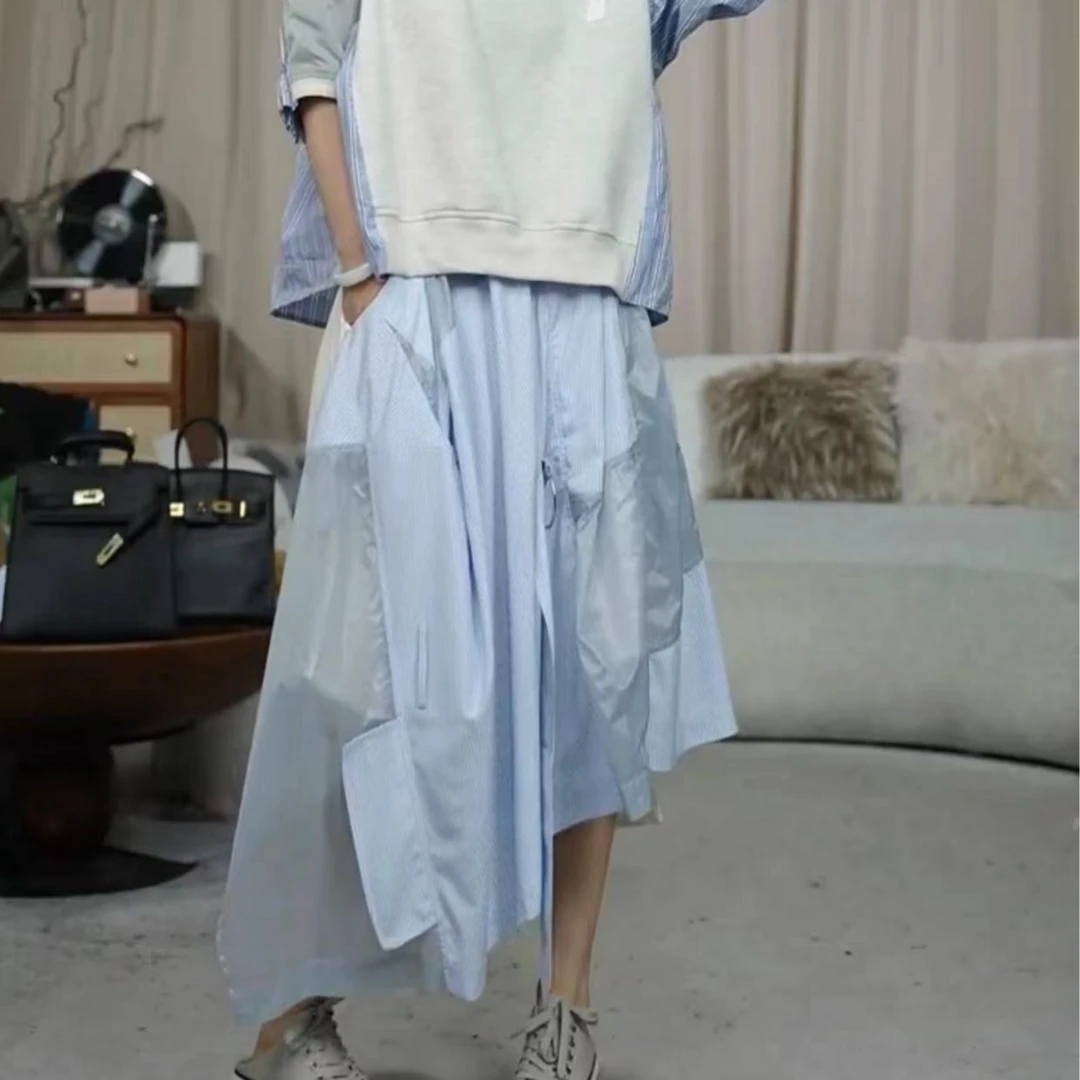 infobyfive福利新款拼接不规则半身裙2DE2601