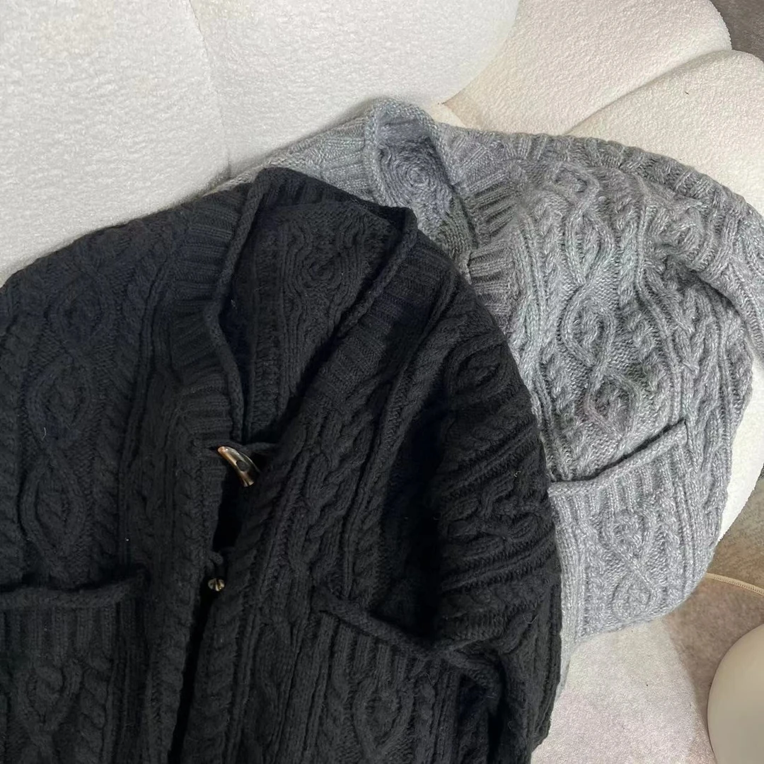 infobyfive福利秋冬新款宽松休闲针织开衫扣子毛衣2DJ0604