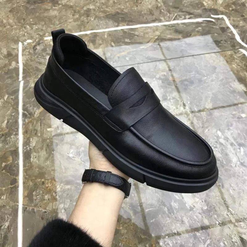 墨旭真皮休闲皮鞋男一脚蹬懒人豆豆鞋72188-1