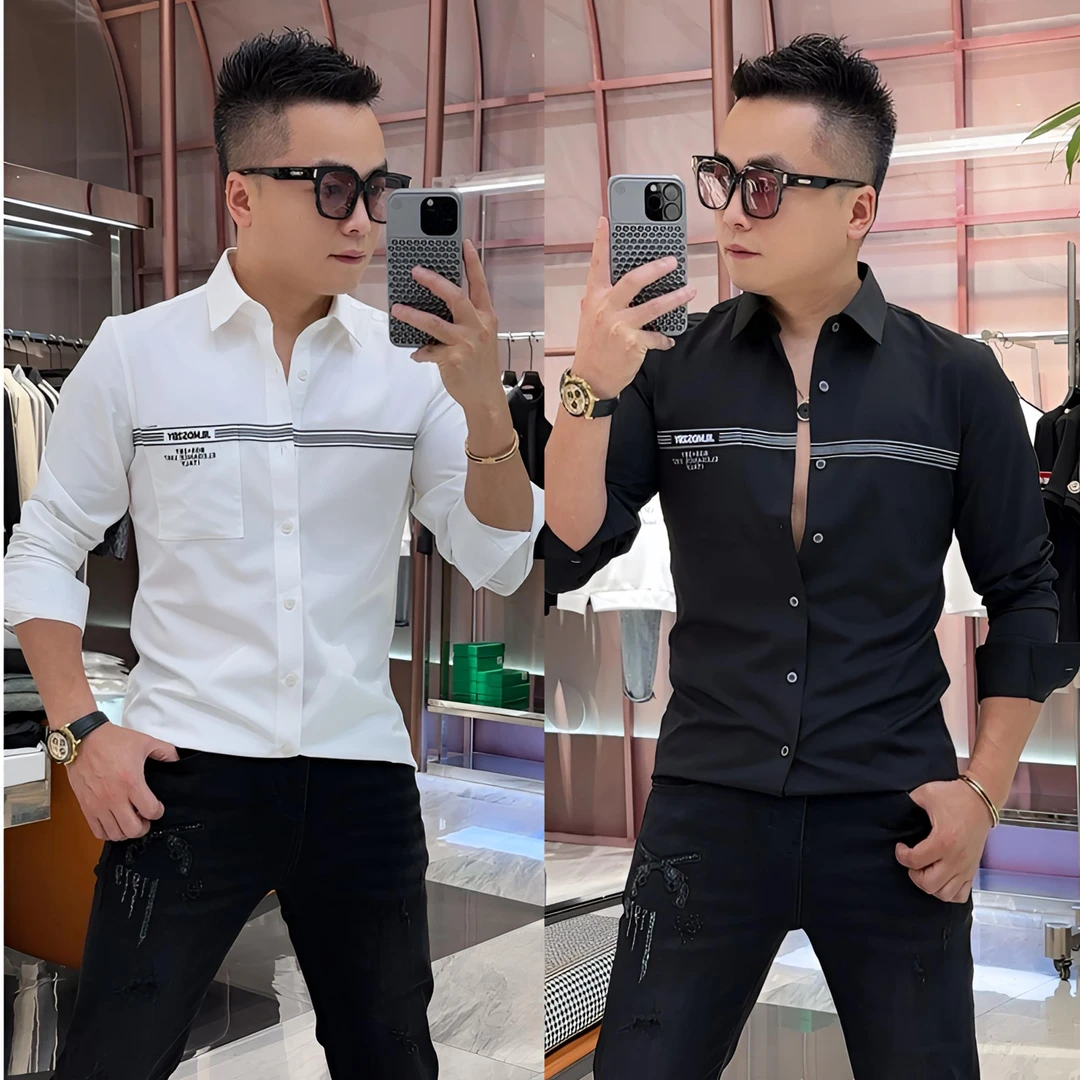 【发现者】2024欧货秋冬季高端长袖衬衫时尚男士休闲轻奢衬衣-5123