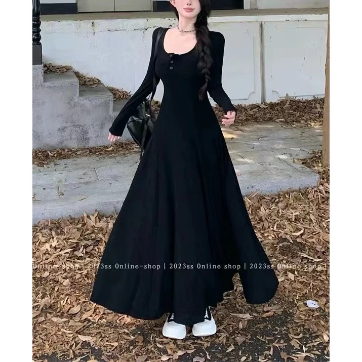 【发发推荐】大码《步步生莲》纯欲简约U领连衣裙5221