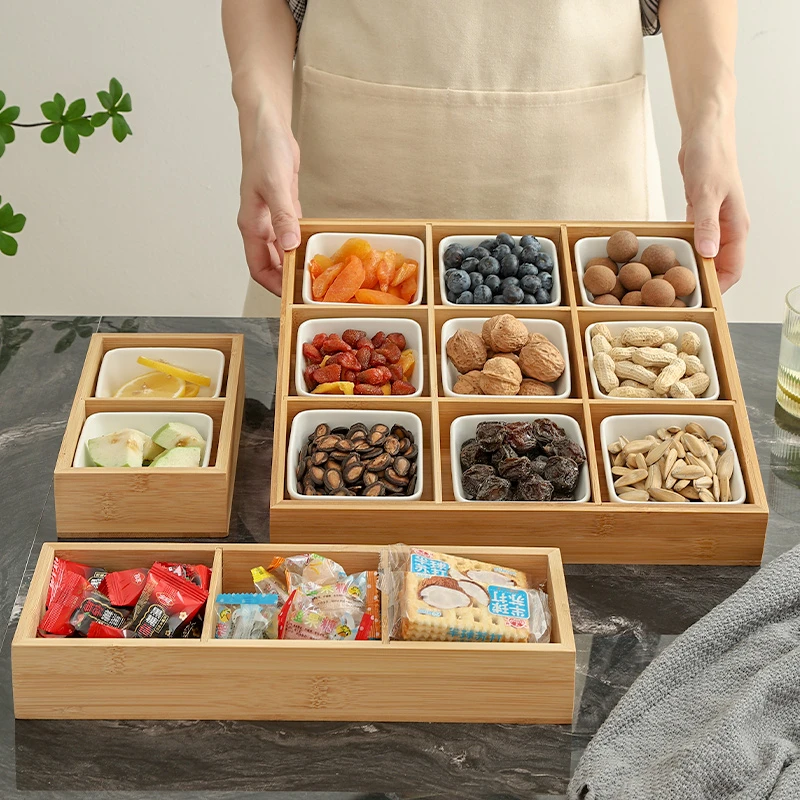 九宫格干果盘水果零食盘客厅家用点心托盘分格盘糖果坚果瓜子拼盘