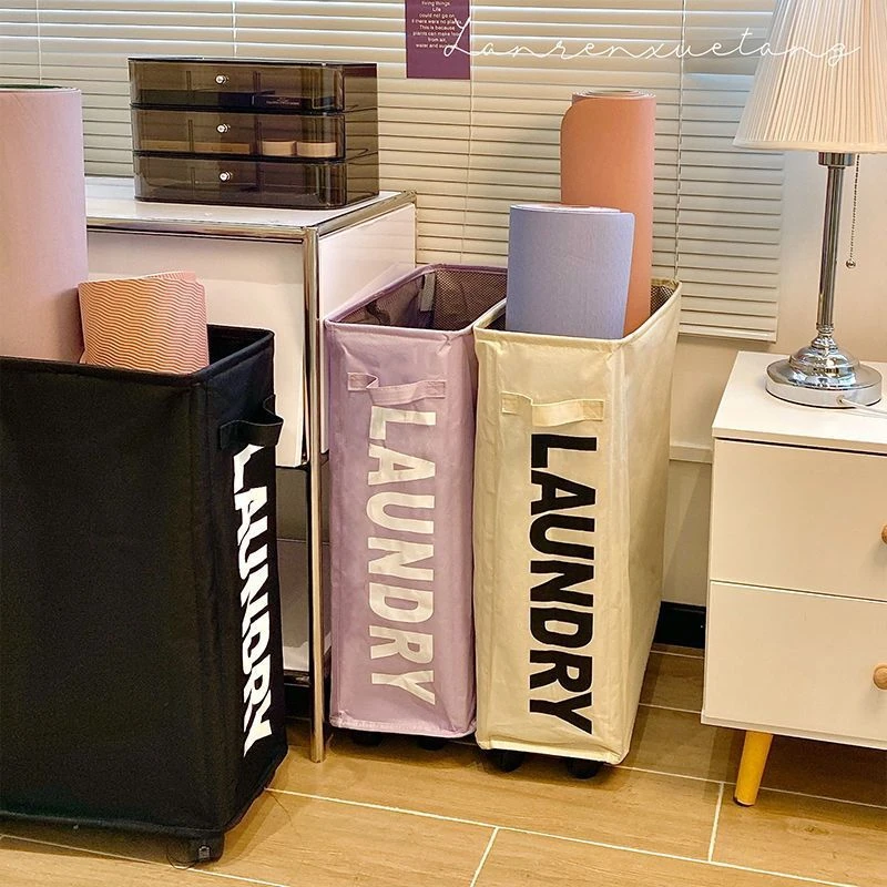 瑜伽垫收纳架布艺折叠运动器材收纳筐装泡沫滚轴器材带轮家用置放