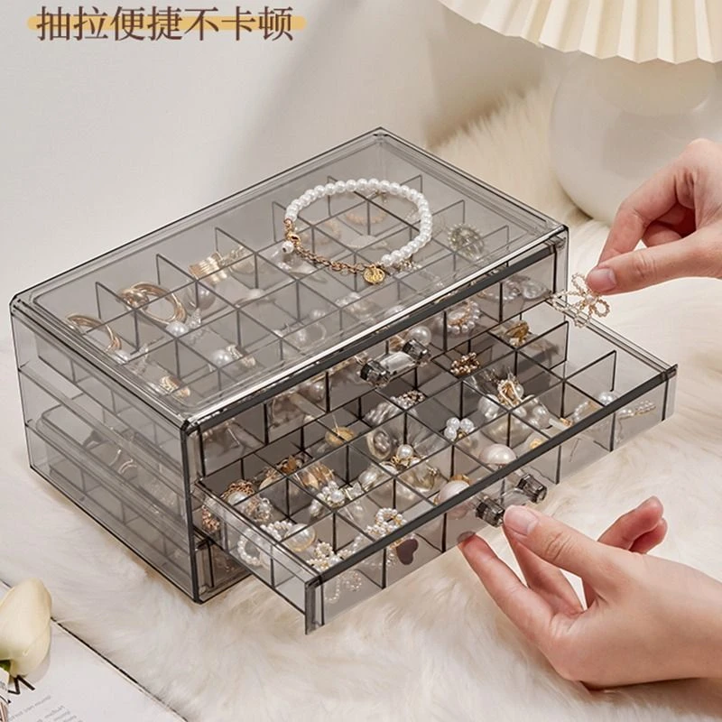 多层抽屉式桌面收纳盒2023年新款防氧化高级感网红珠宝饰品首饰盒
