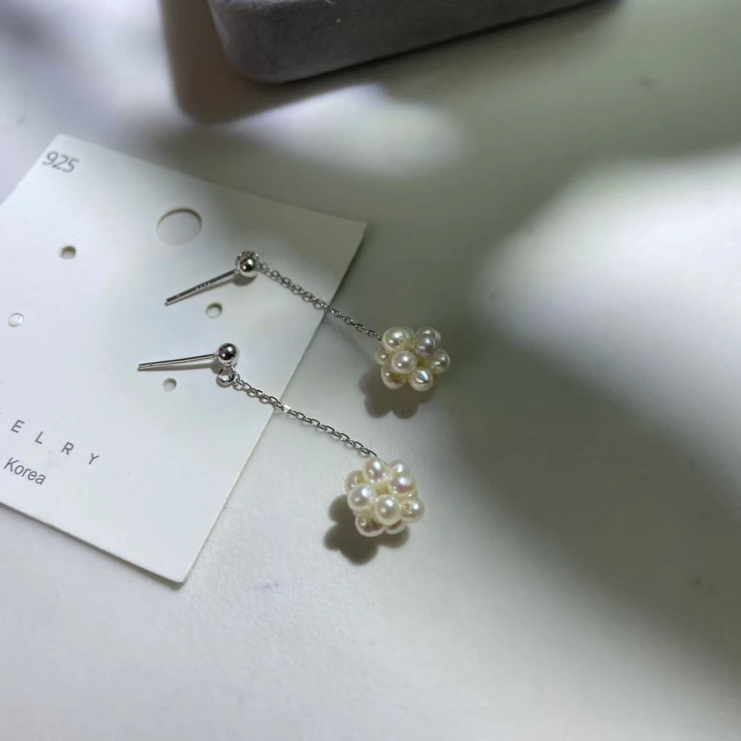 手工编小爆米花耳饰