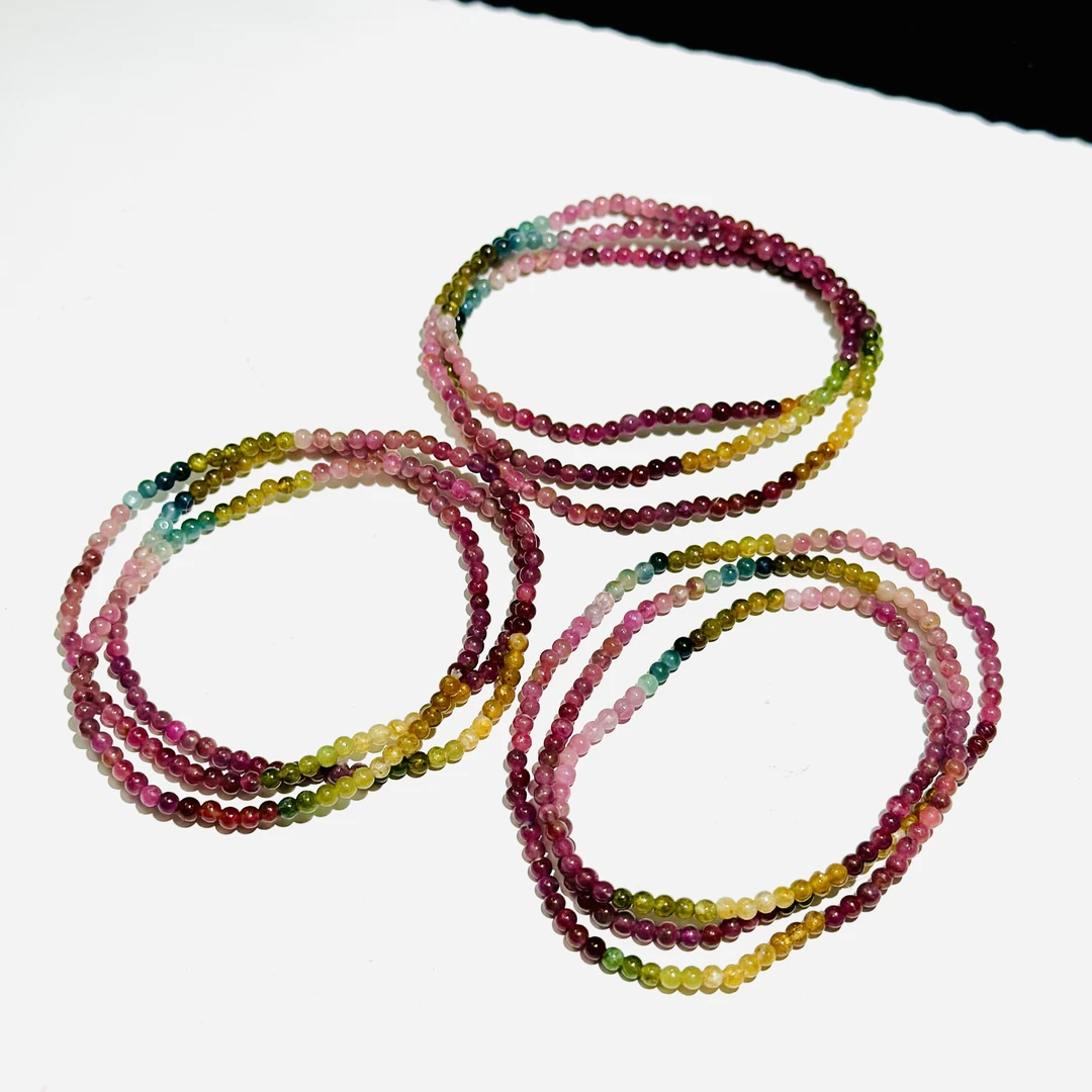 【DL】卢比来红碧玺多圈手串-约3mm（多样性发其一）