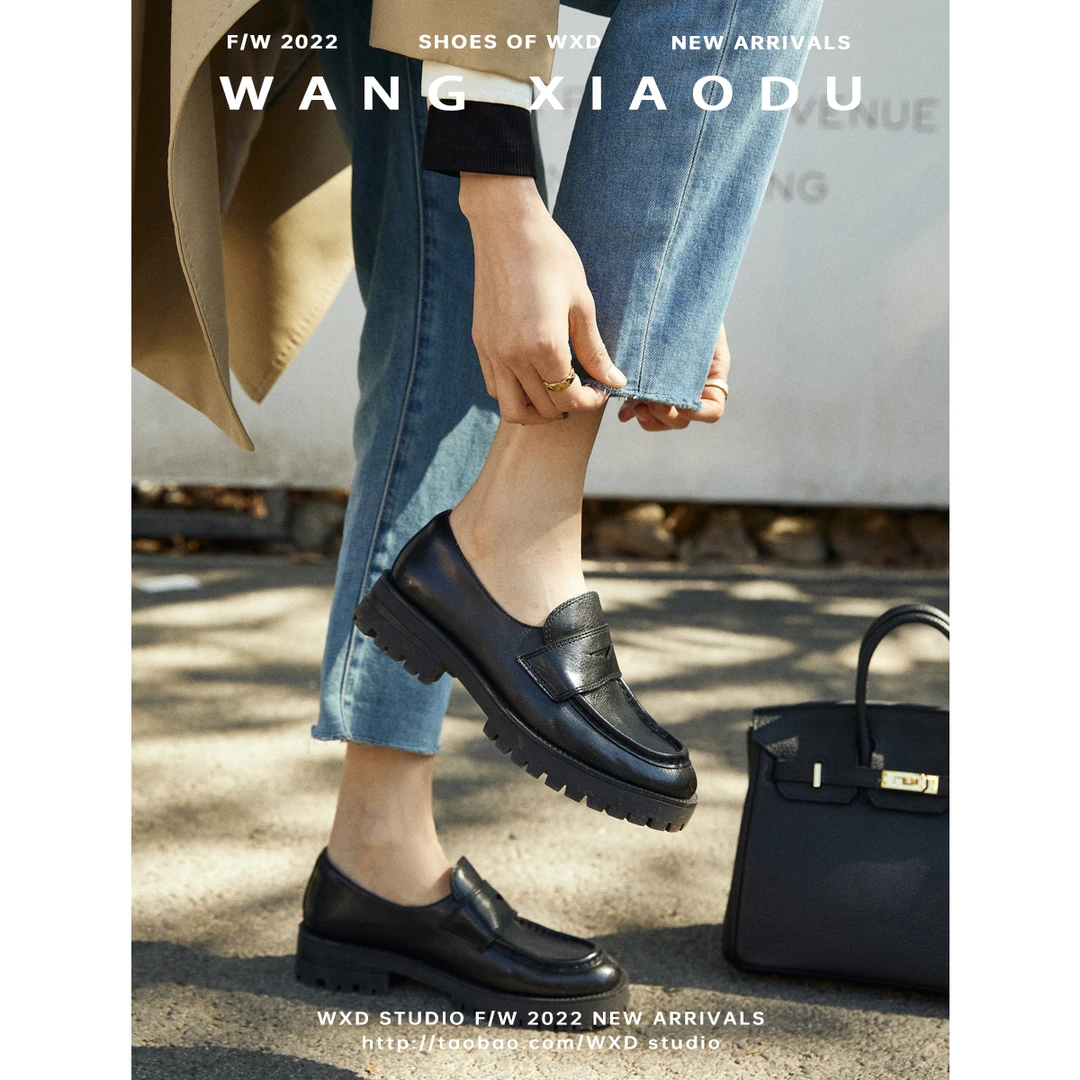 【王小毒】哈佛精英●老钱风乐福鞋圆头厚底复古真皮乐福鞋百搭女鞋