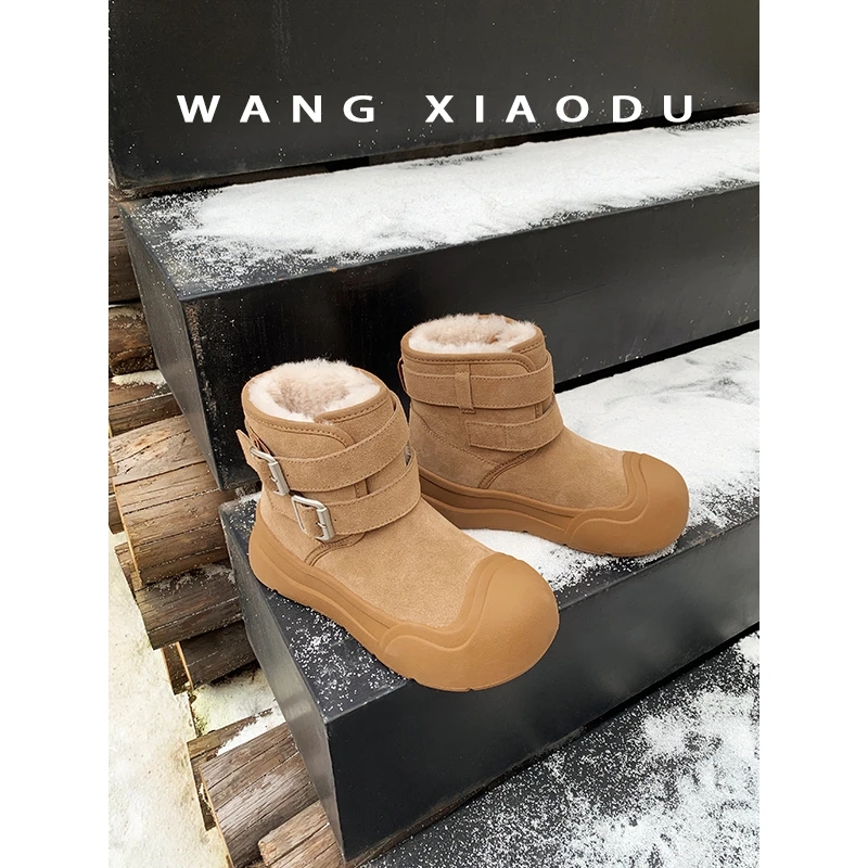 【王小毒】赤道光年●绒面加绒加厚雪地靴女2024冬季新款保暖短靴