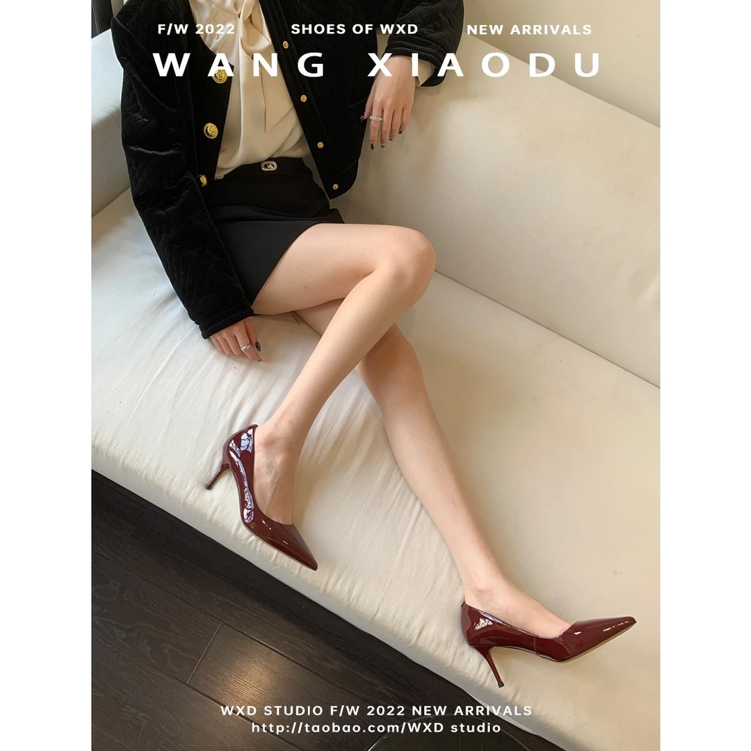 【王小毒】职场法则●尖头单鞋女2023年春季新款通勤浅口细高跟鞋