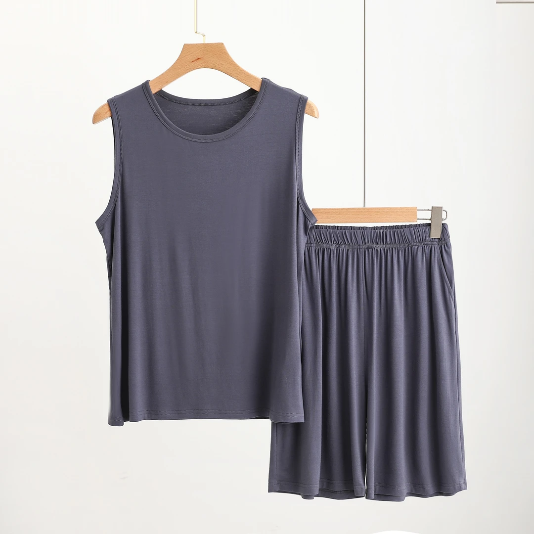 特舒适莫代男款女款休闲背心连体居家外出套装803有口袋