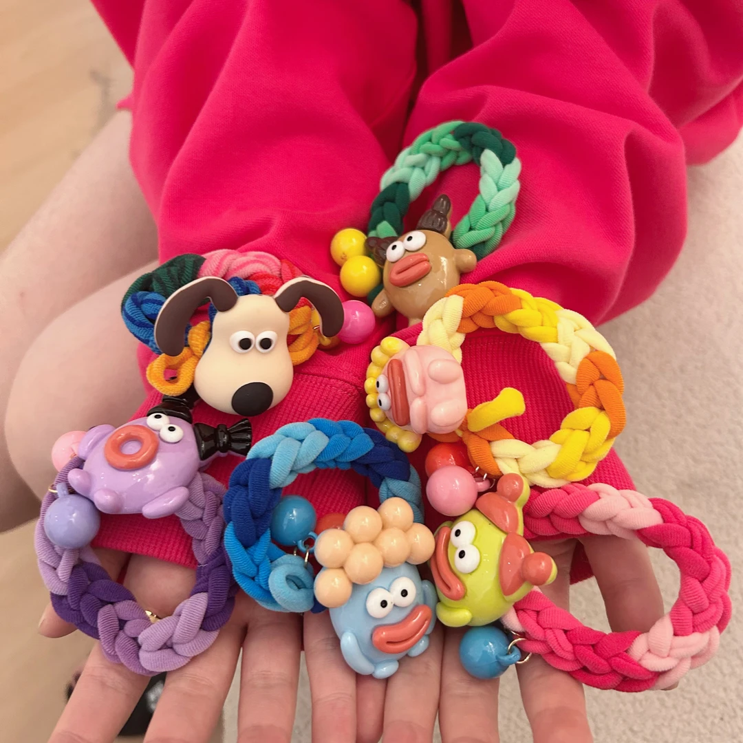 俏朵妍可爱卡通发圈超甜粗款头绳高弹力百搭手工美拉德五金女孩