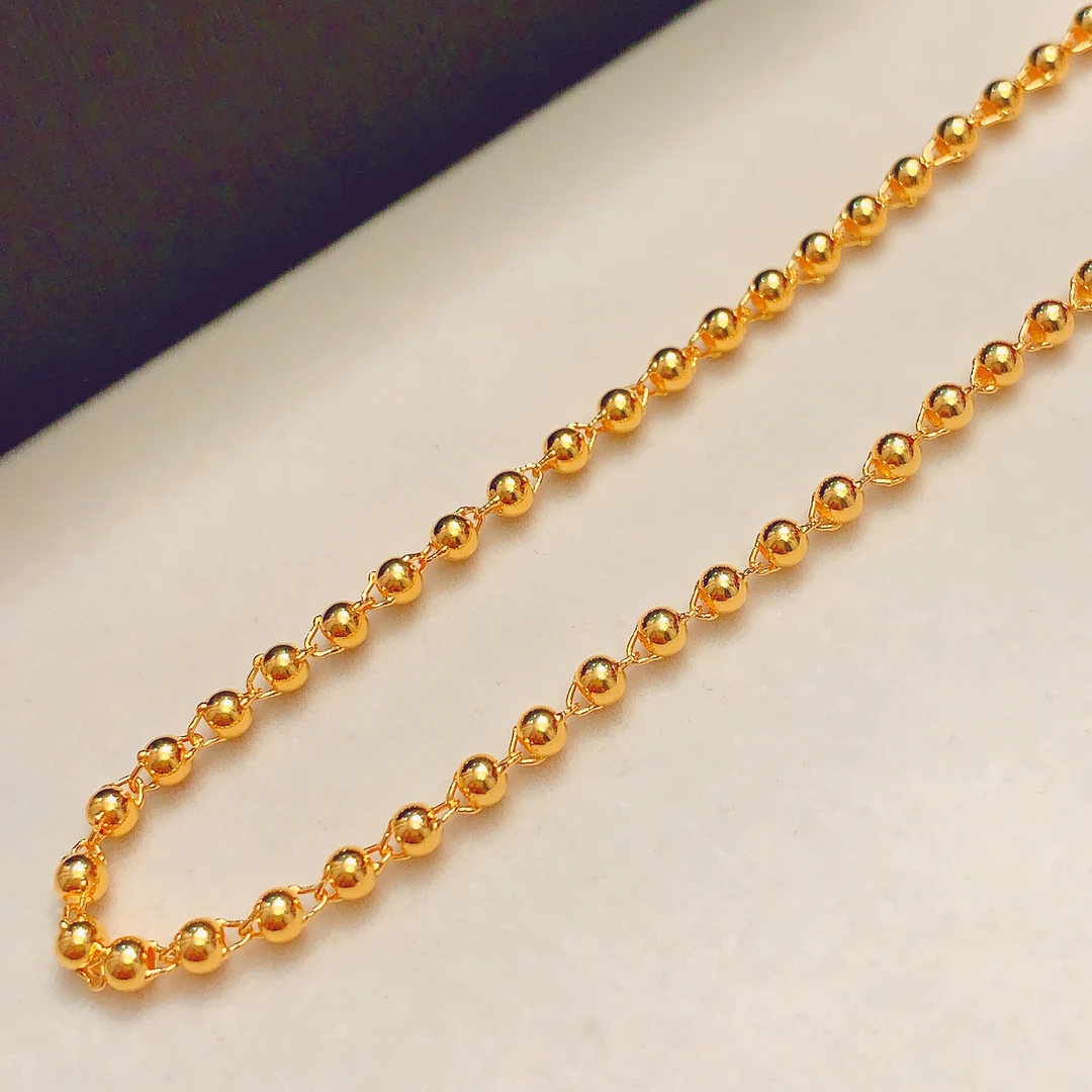 【水贝黄金】足 金999亮面光珠项链可调节C200（多样性发其一）