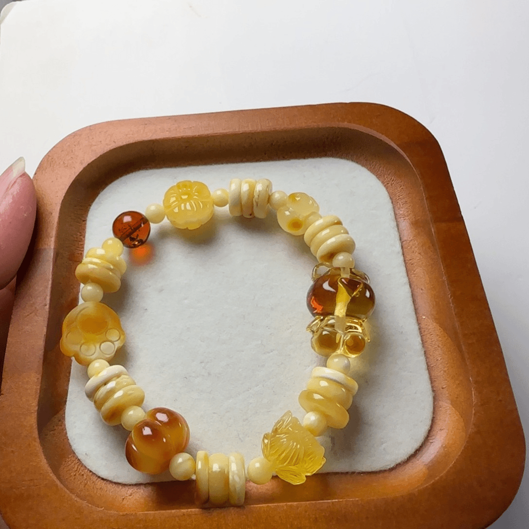蜜蜡手链未镶嵌蜜蜡多宝手串