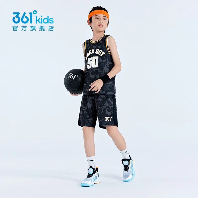 361°儿童男童速干篮球套装童装夏新款中大童透气训练无袖运动套装