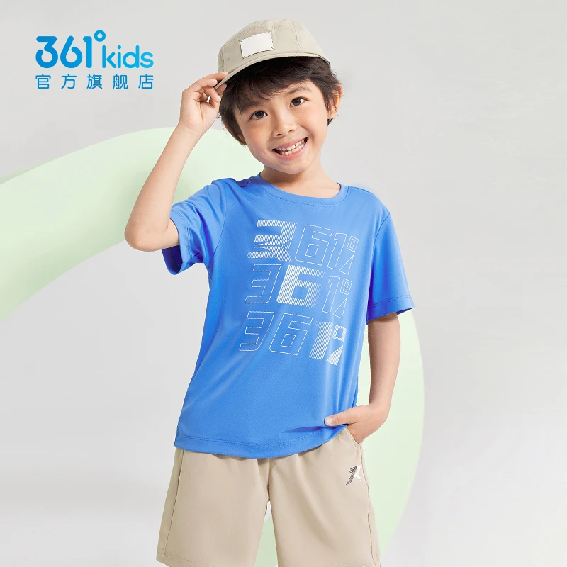 361°kids夏季女童速干短袖清凉透气中大童T恤时尚半袖宽松圆领