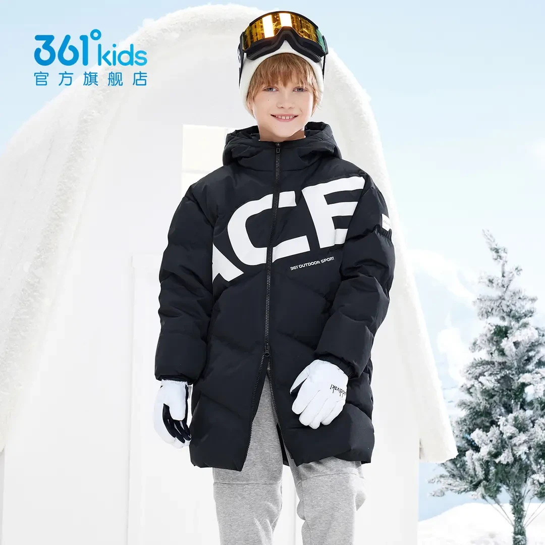 361°童装男女童中长羽绒服2024冬季新款中大童保暖加厚外套
