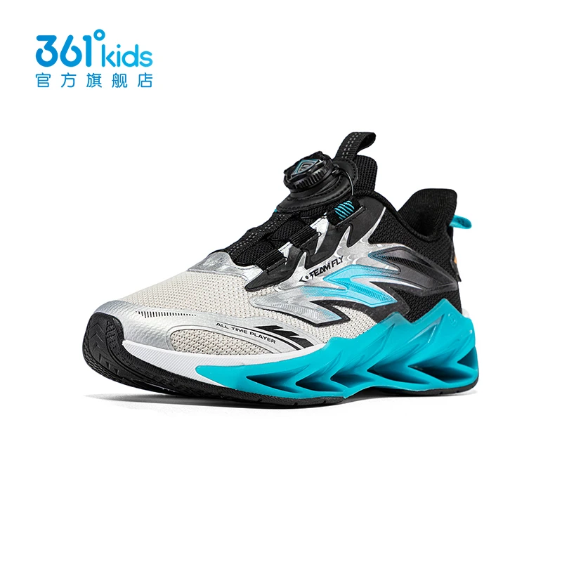 361°儿童网面童鞋春季中大童旋钮运动鞋实战防滑透气男童篮球鞋