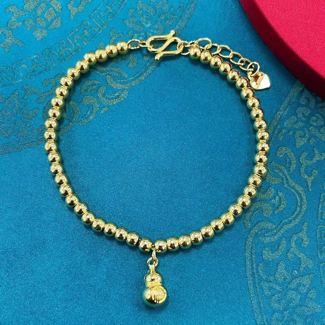 足金999 福字葫芦手链(金珠4mm)经典百搭黄金金珠手链