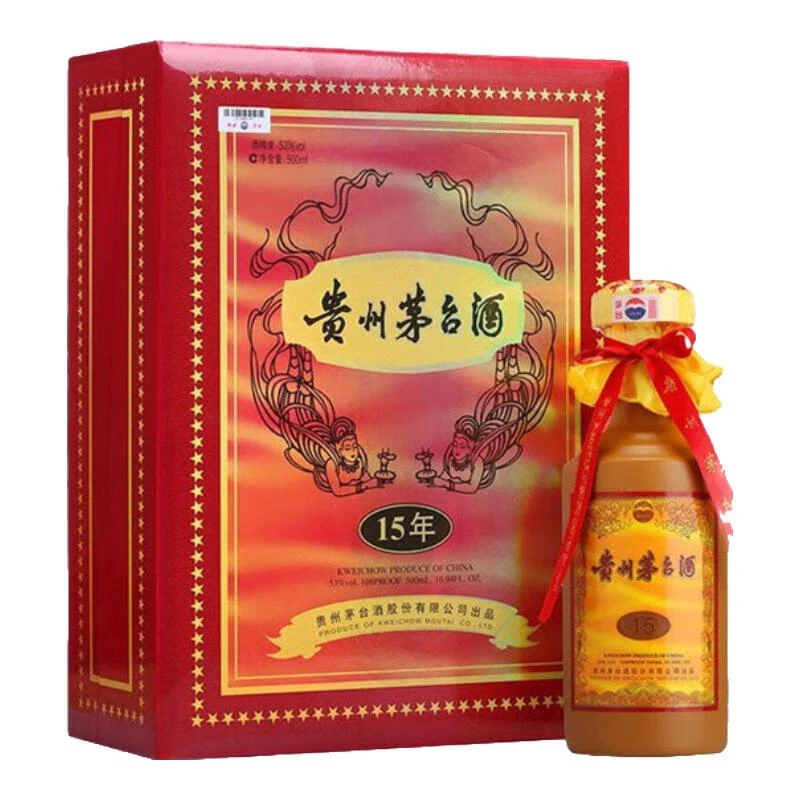 MOUTAI/茅台贵州茅台年份酒十五年酱香型白酒礼盒装53度500ml*1瓶