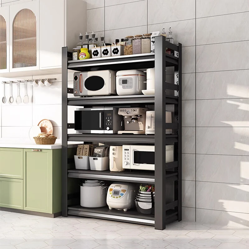 厨房置物架简约多层微波炉收纳架多功能烤箱锅架带围栏简易储物架