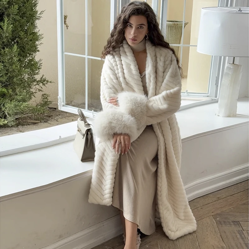2024冬季新款仿水貂绒中长款毛毛外套韩版时尚环保皮草皮毛一体女