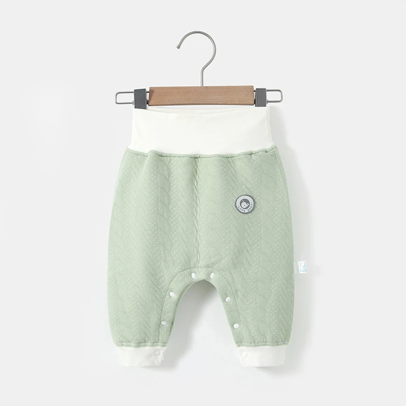 按扣式婴儿开裆裤秋冬夹棉保暖宝宝大pp高腰护肚裤新生儿纯棉无骨