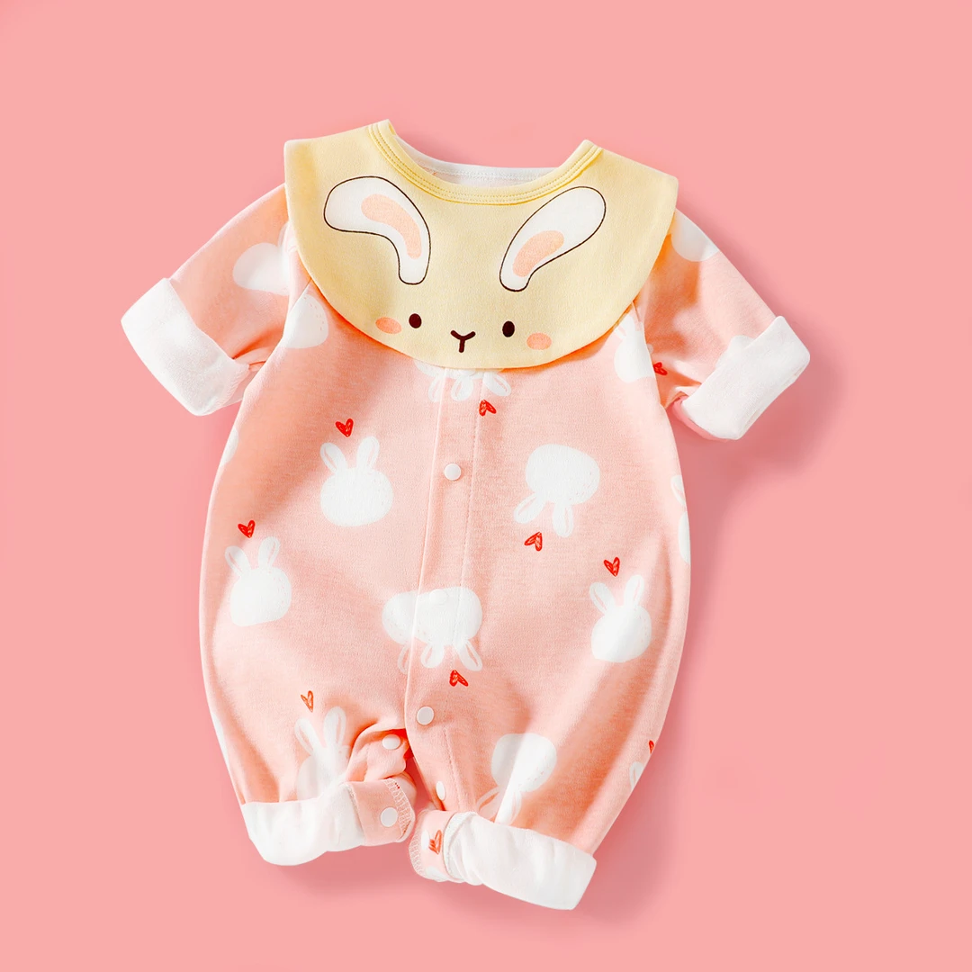 婴儿春秋款连体衣新生儿衣服纯棉秋装睡衣春季婴幼男女宝宝外出服
