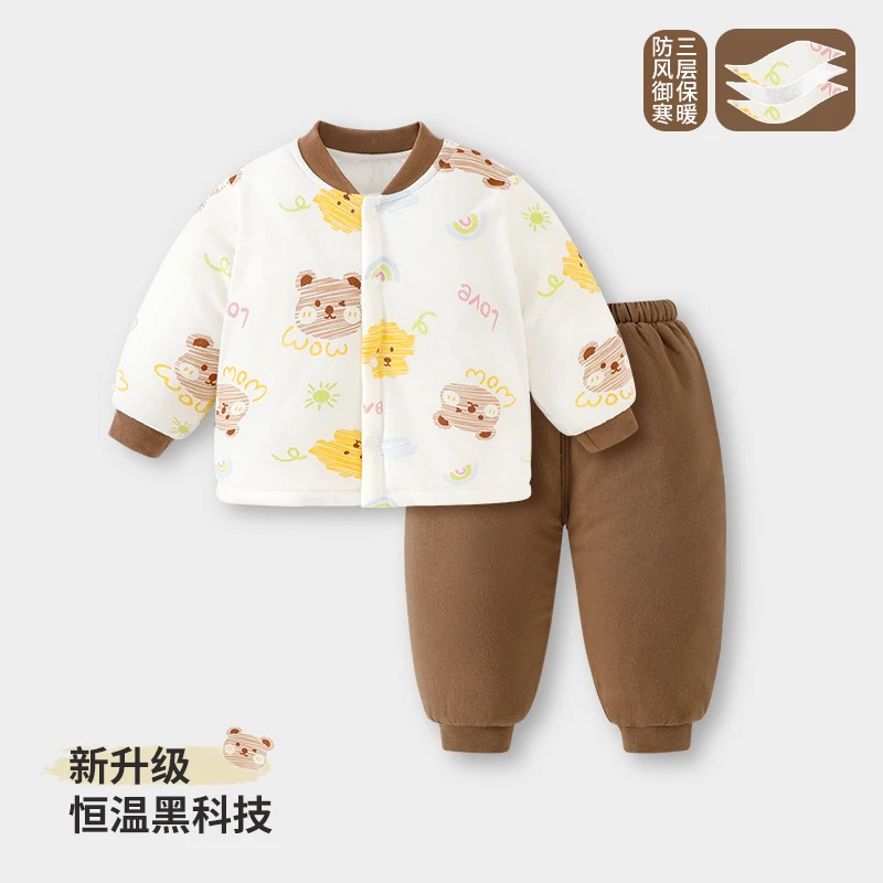 婴儿衣服秋冬新款棉衣套装宝宝冬季夹棉分体棉服加厚冬装外出衣服