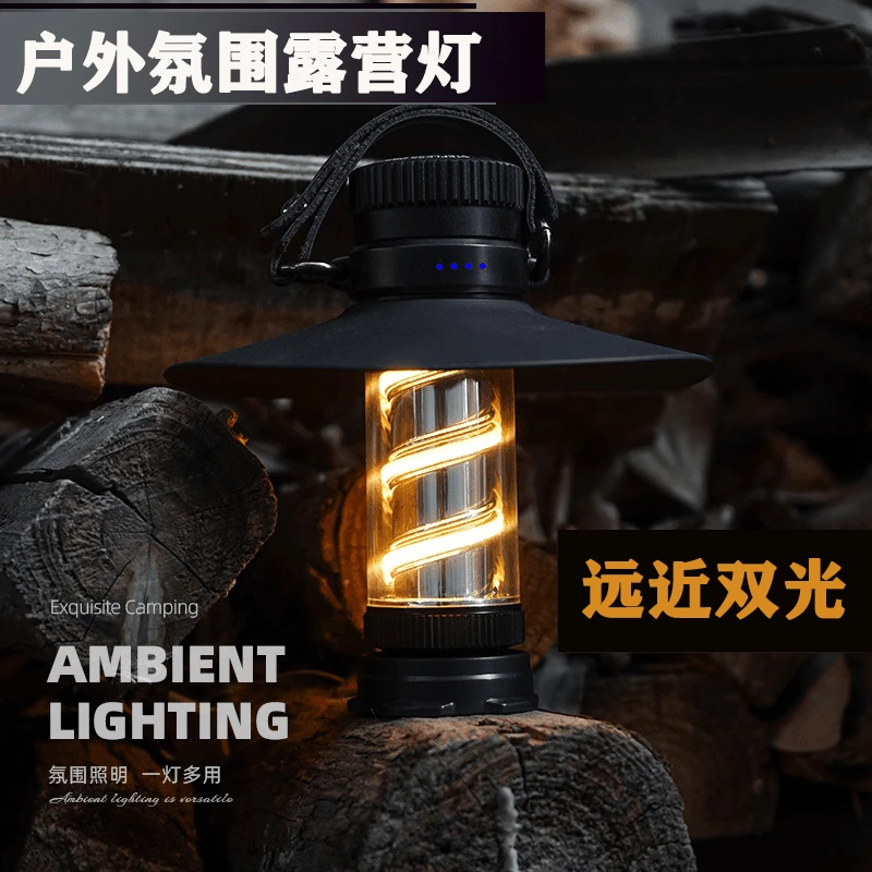 多功能复古氛围灯户外照明灯营地灯帐篷应急强光手电长续航露营灯