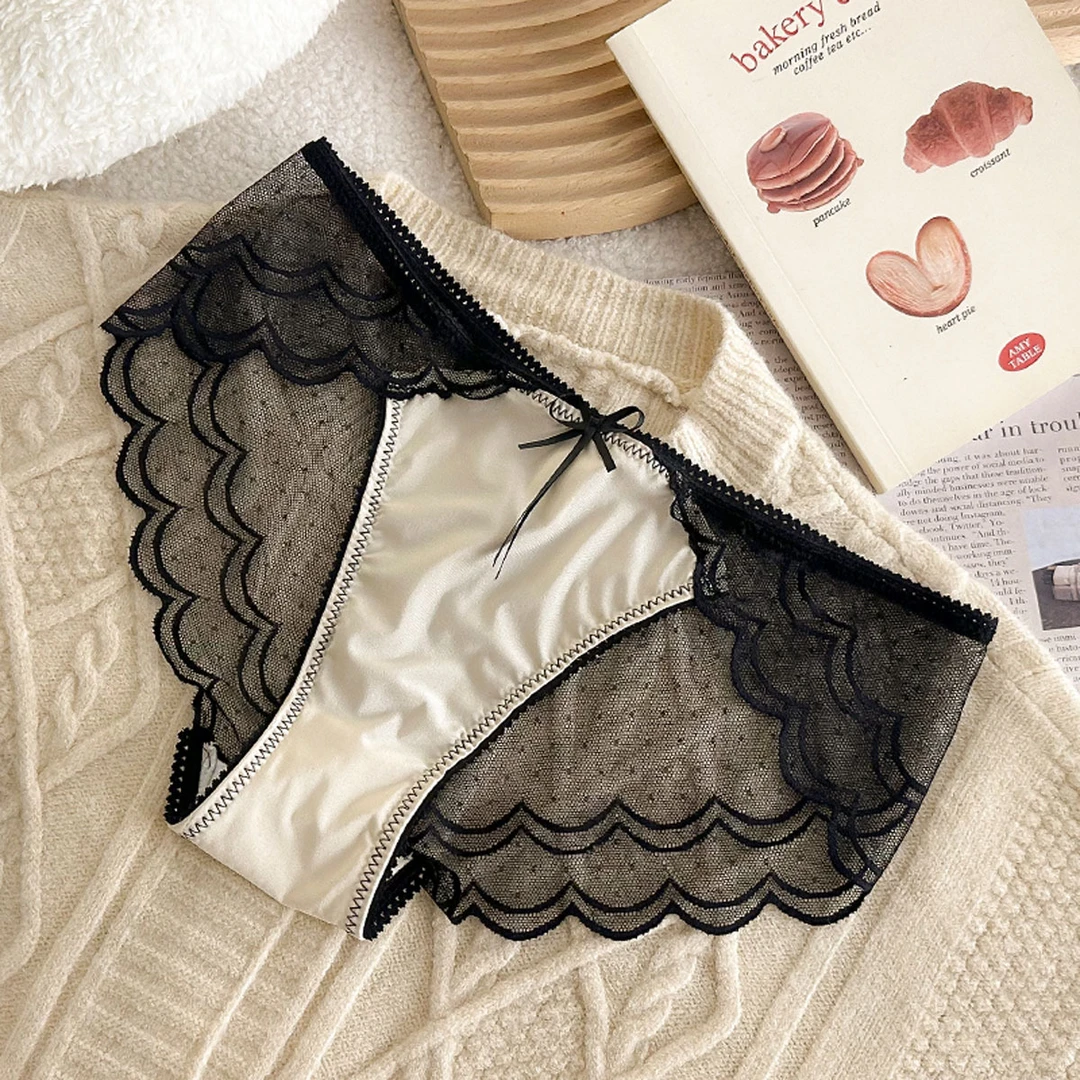 法式性感纯欲蕾丝内裤低腰无痕网纱棉裆三角内裤个性高级感女士款