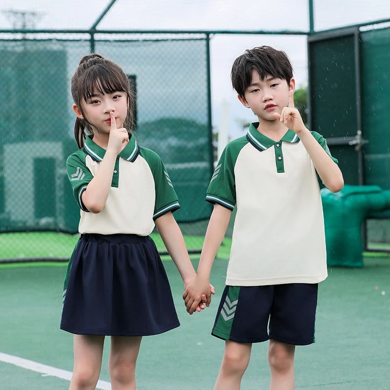 青少年夏季校服短袖学院风校园体育训练套装初中生班服夏装运动服