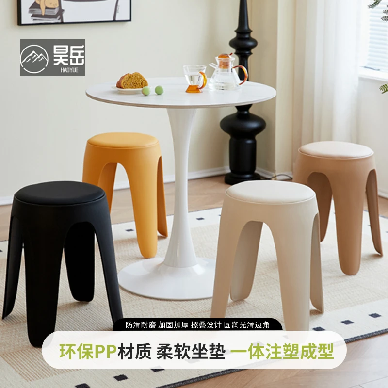 【软包凳面】1000斤承重软包凳面,凳重2.5kg 特厚现代简约叠放凳子