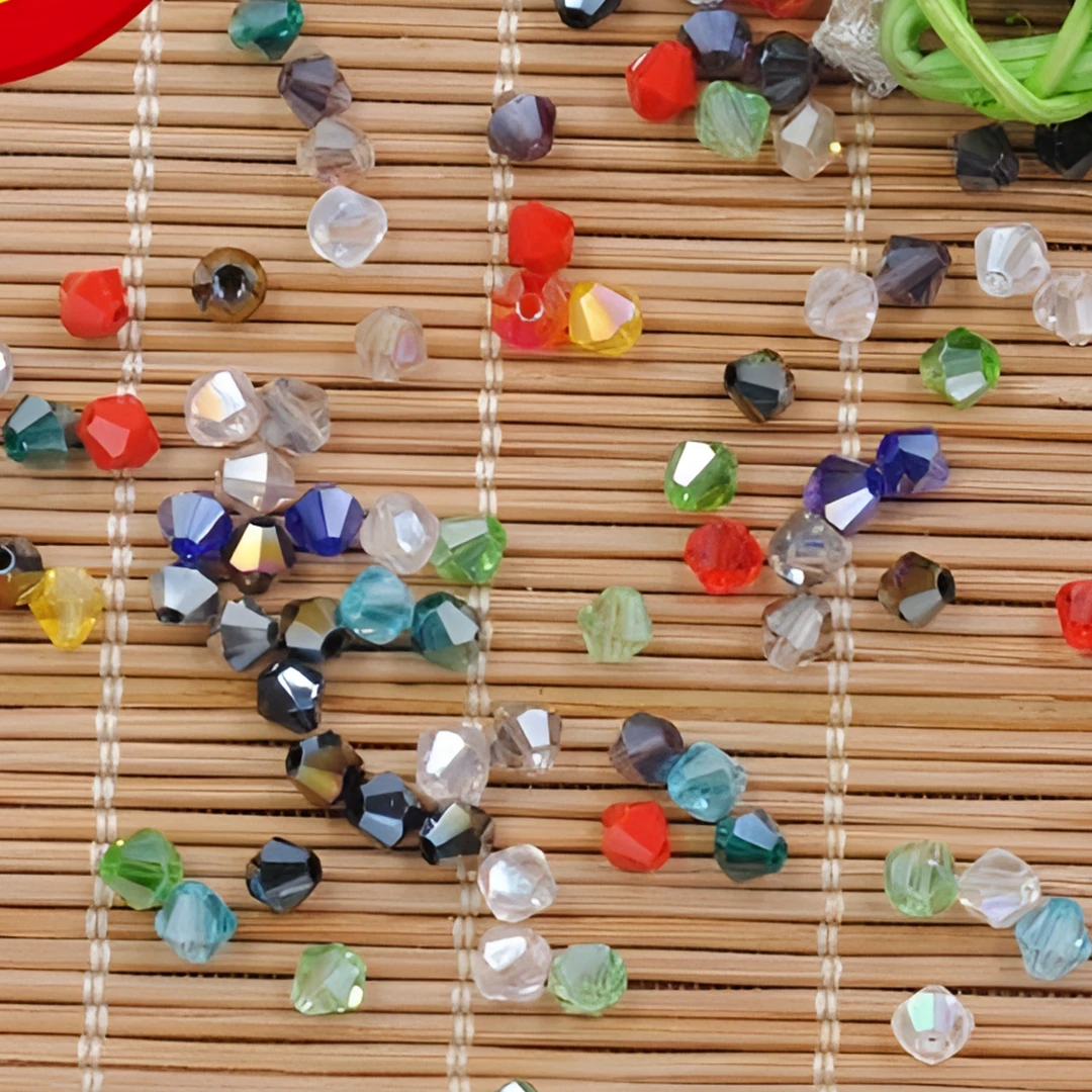 diy手工戒子 串珠材料4mm菱形珠子尖珠 AB彩色人造水晶散珠90颗