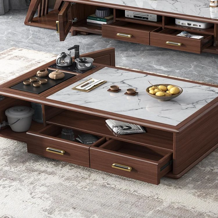 红胡桃木实木茶几电视柜组新中式茶桌简约带烧水热水壶茶台211053