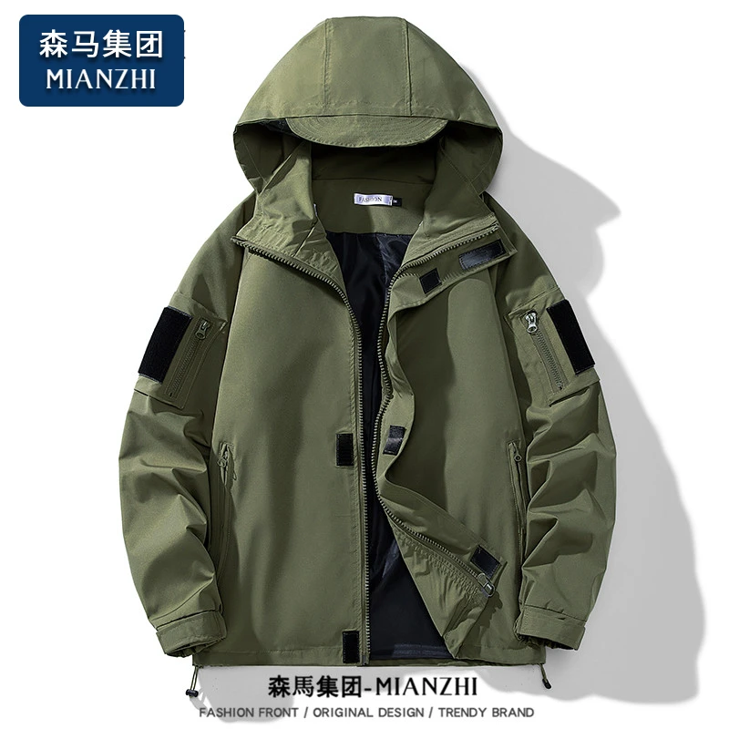 2025新品棉致日系冲锋款男士春秋季户外休闲潮牌连帽机能夹克外套