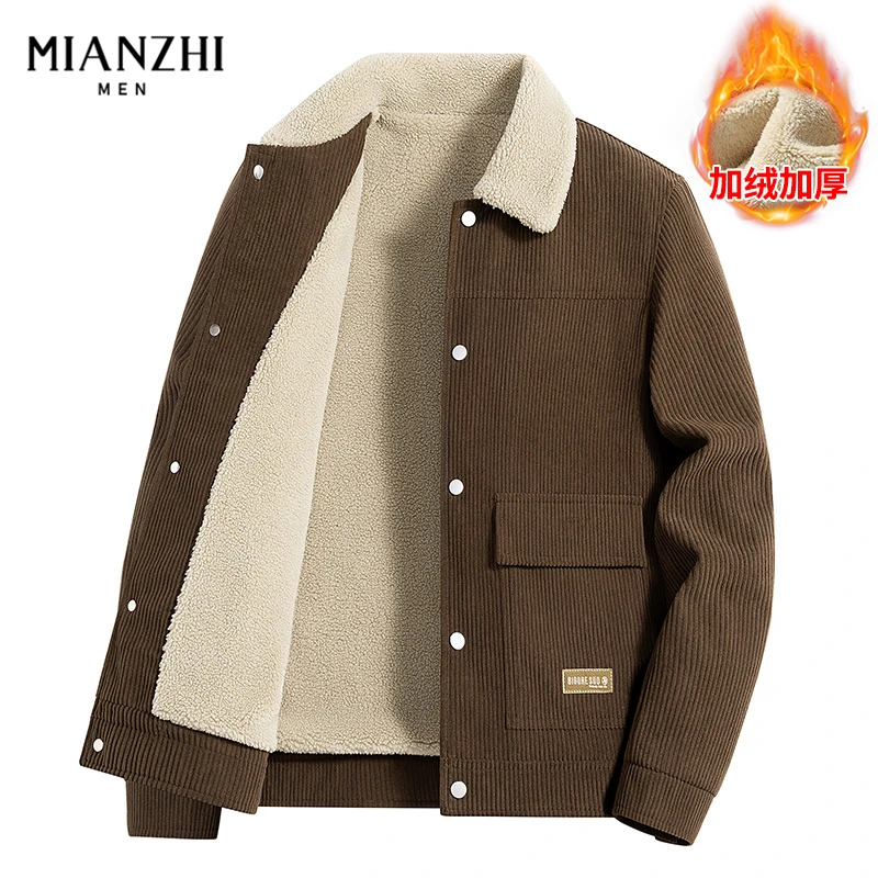 棉致灯芯绒工装夹克外套男士秋冬季加绒加厚休闲百搭美拉德风外衣