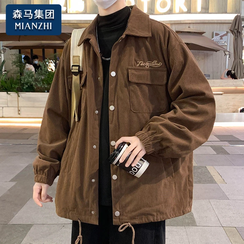 棉致港风外套男士春秋季潮牌宽松休闲帅气男生灯芯绒翻领工装夹克