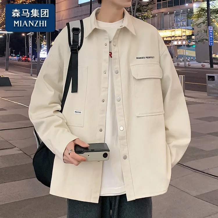 棉致加绒长袖衬衫男士春秋冬季休闲潮牌港风痞帅气工装衬衣服外套