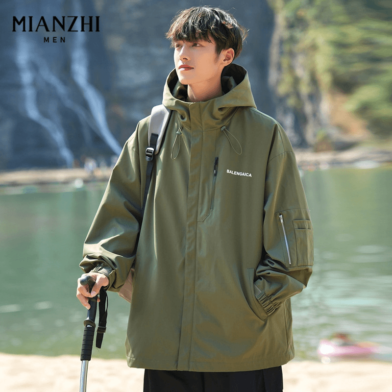 2024新品棉致冲锋衣外套男士春秋季潮牌痞帅休闲防风男生秋冬夹克