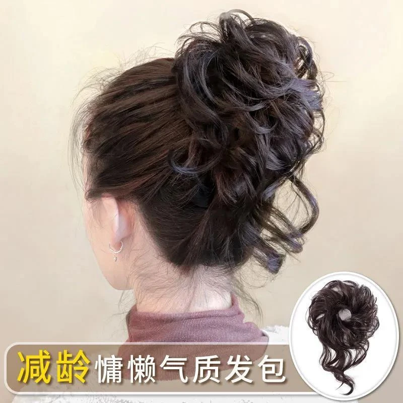 丸子头长须发圈假发女花苞头发饰网红自然蓬松懒人假发盘发神器