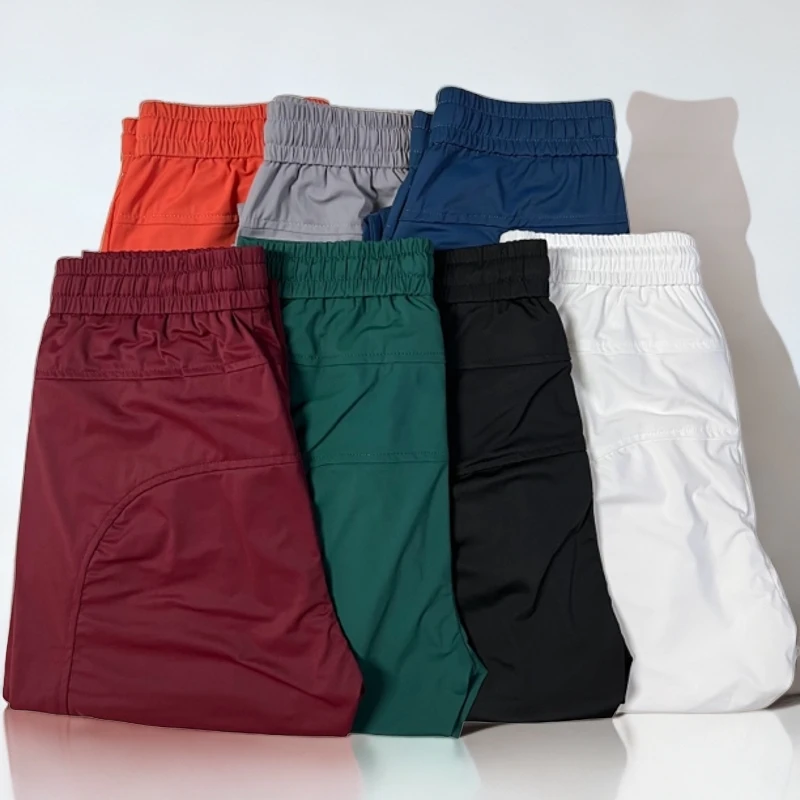 夏季薄款冰丝速干面料运动裤男修身束脚彩色卫裤男空调裤