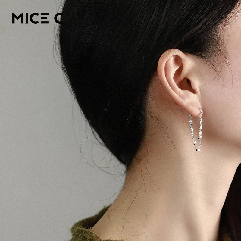 925银耳饰 MICC【波光耳环】气质时尚百搭简约个性潮流设计双层唇片
