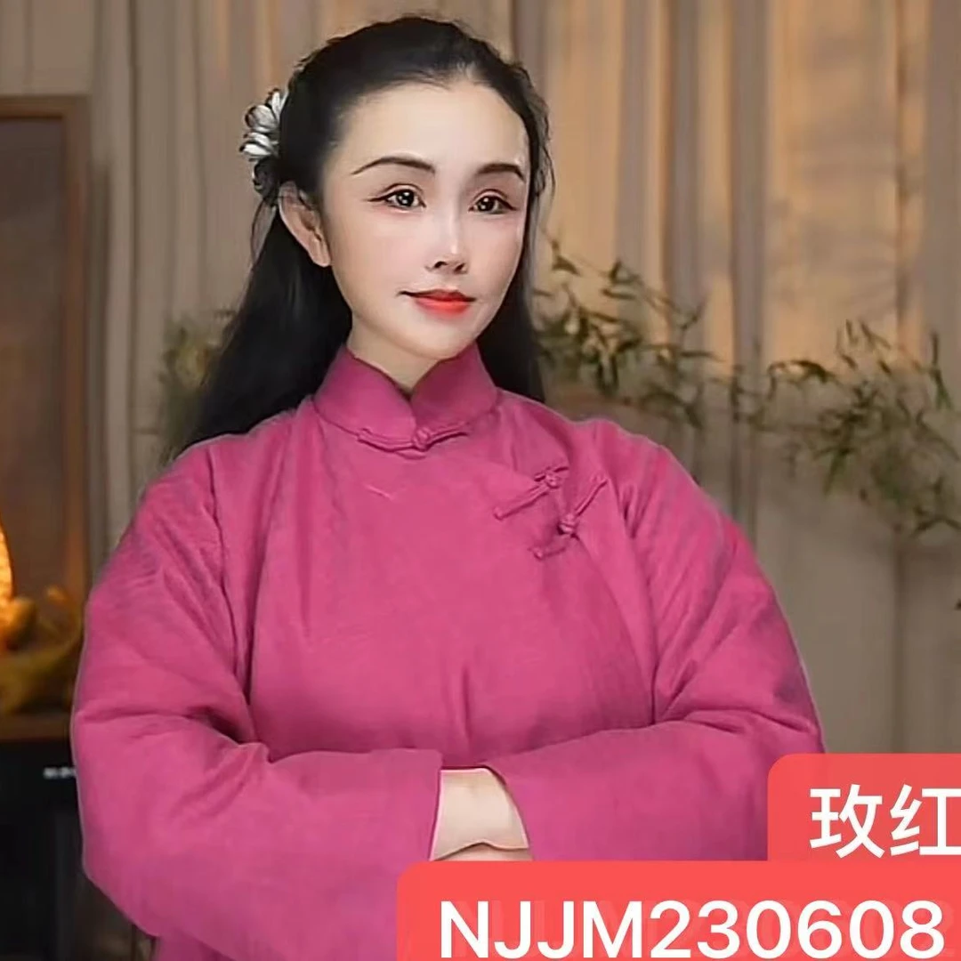 娜家国风玫红色棉服上衣NJJM（230608）中国风斜襟复古