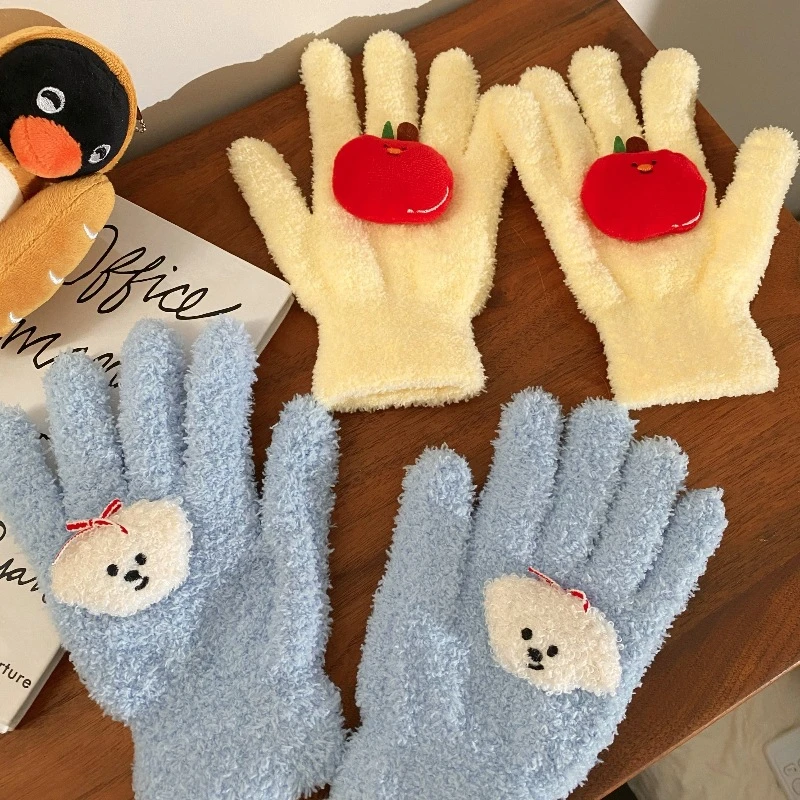 卡通少女心秋冬保暖手套学生情侣户外骑行加绒防寒手套