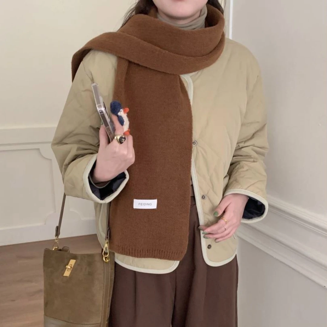 新款冬季女款围巾纯色软糯百搭韩系情侣时尚学生基础针织保暖围脖