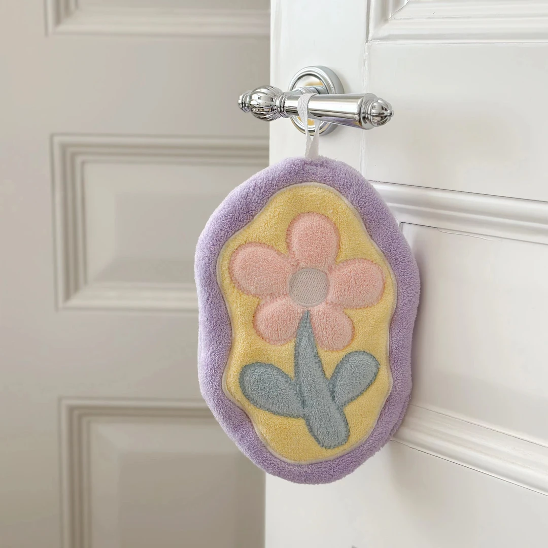 可爱花花擦手巾可挂式强吸水速干家用不掉毛儿童手帕洗手间厚抹布