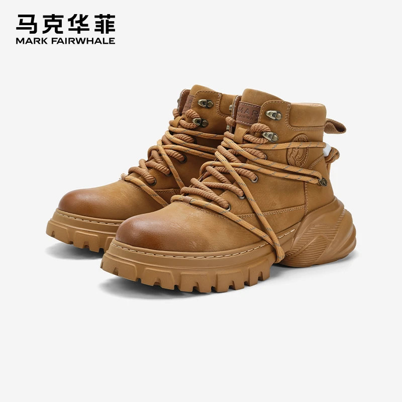 马克华菲男鞋2025新款美式运动户外登山靴男增高马丁靴男款靴子男