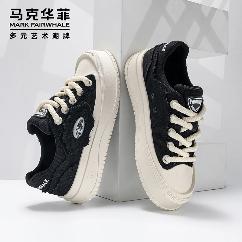 马克华菲男鞋秋季透气厚底板鞋男士潮流百搭时尚潮鞋运动耐磨低帮