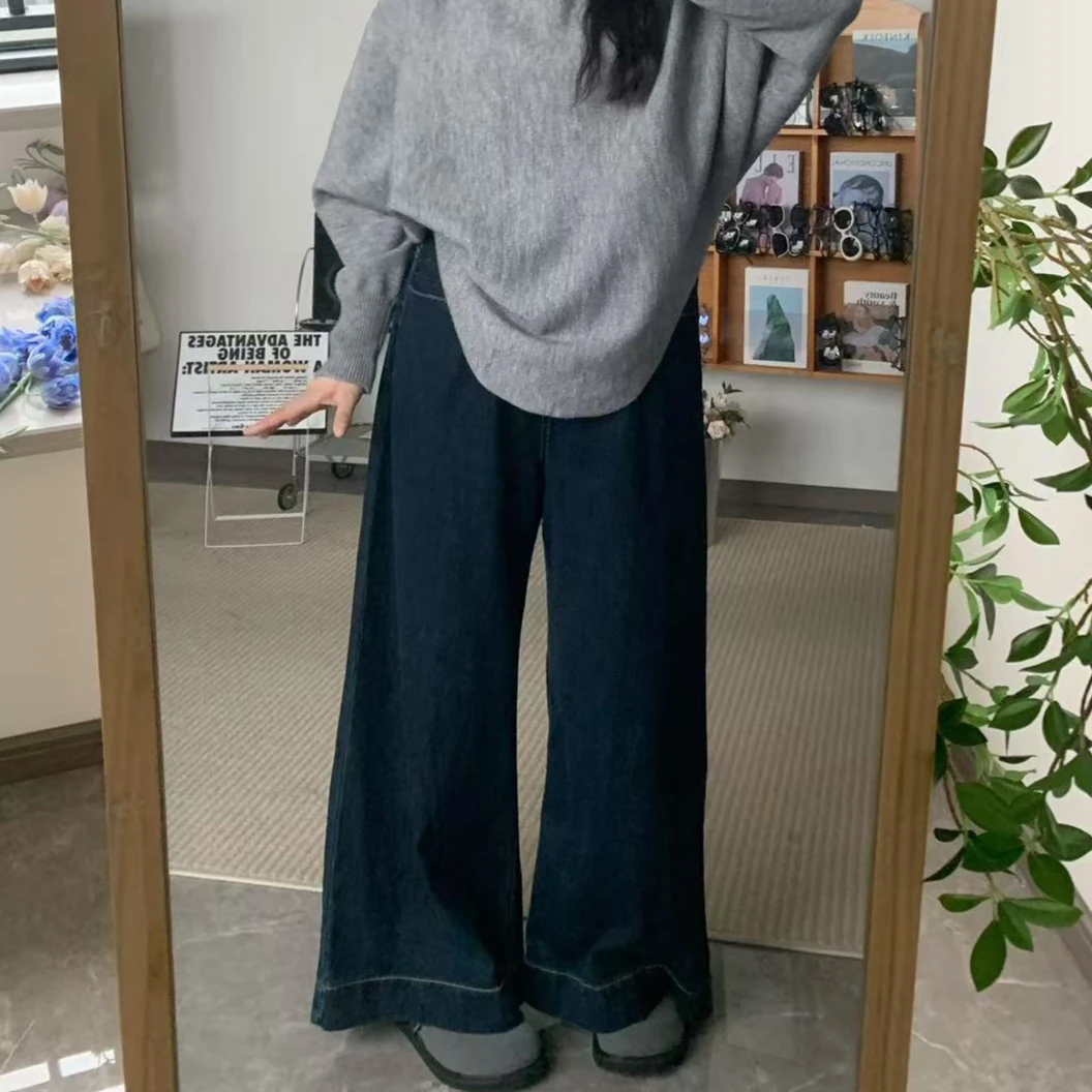 四季百搭--  显瘦阔腿复古牛仔裤YF 8849